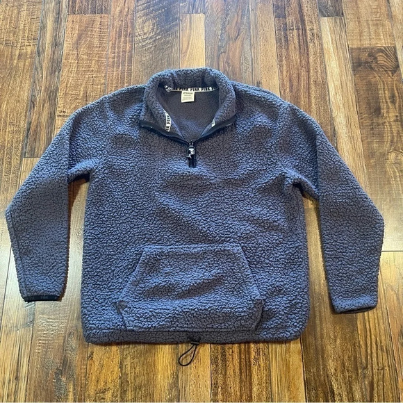 Victoria's Secret PINK Sherpa 1/4 Zip Fleece‎ Pullover Size S Gray - Picture 1 of 4